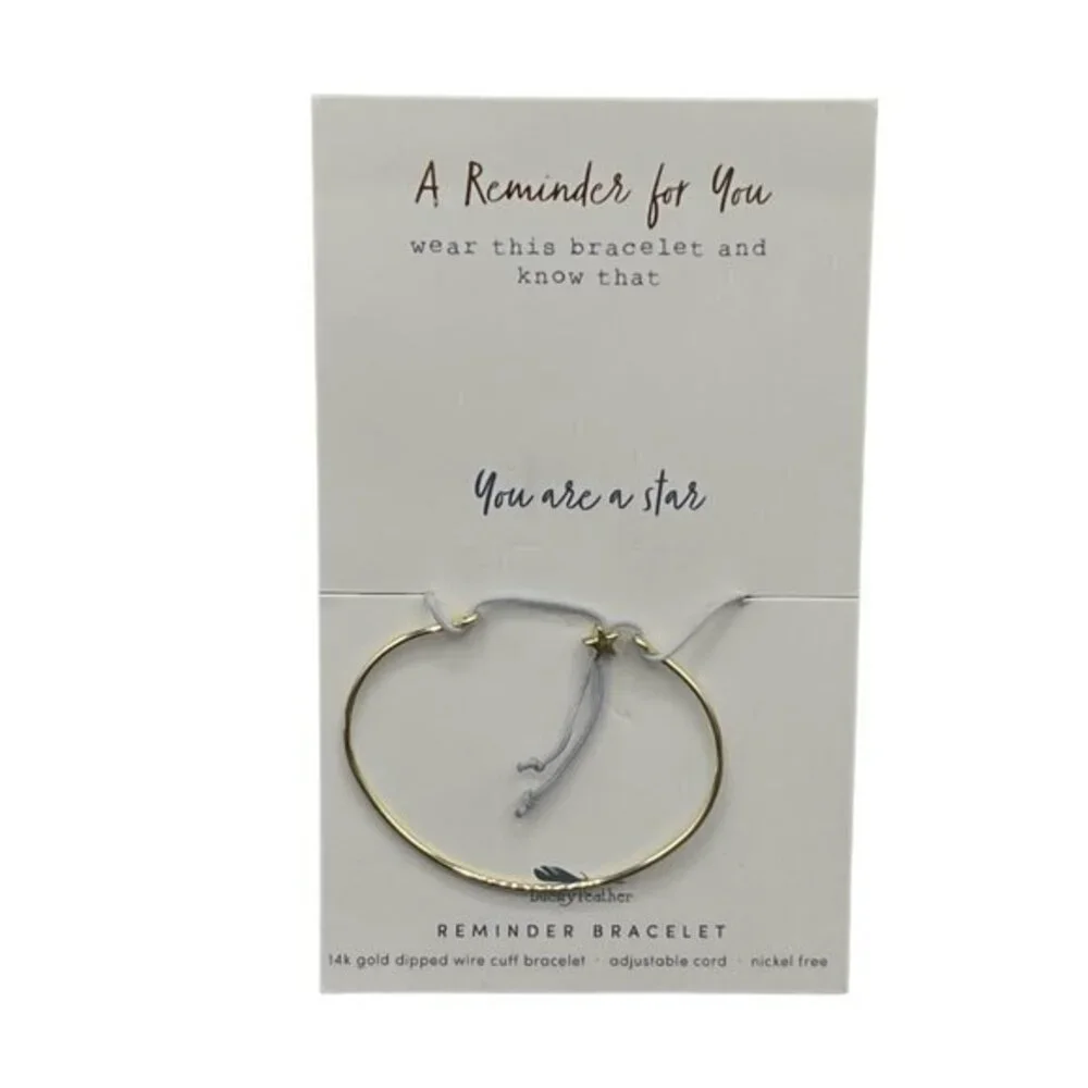 14K Gold Dipped Wire Cuff You are a Star Reminder Bracelet - NEW